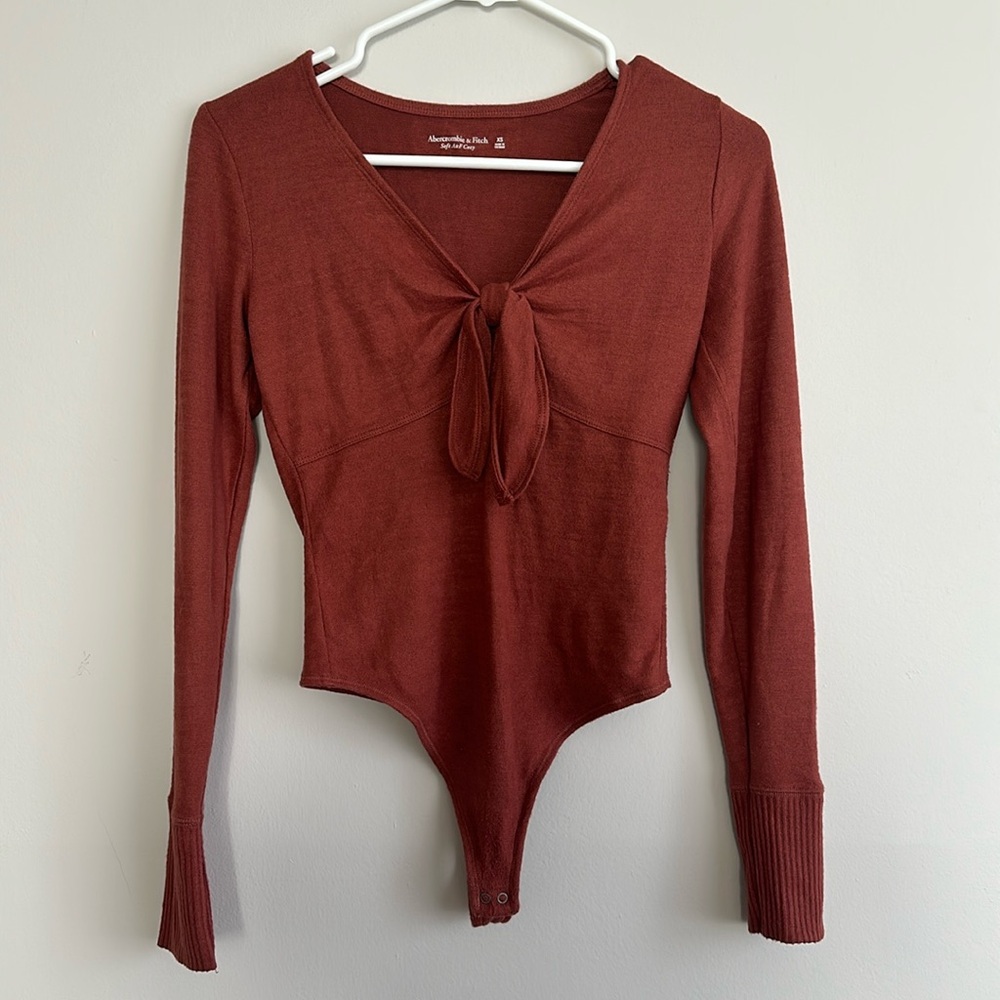A&F Brushed Tie Front Body Suit
